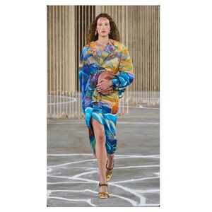 ULLA JOHNSON set Holland wrap jacket Nora skirt multicolor watercolor sz 4 new